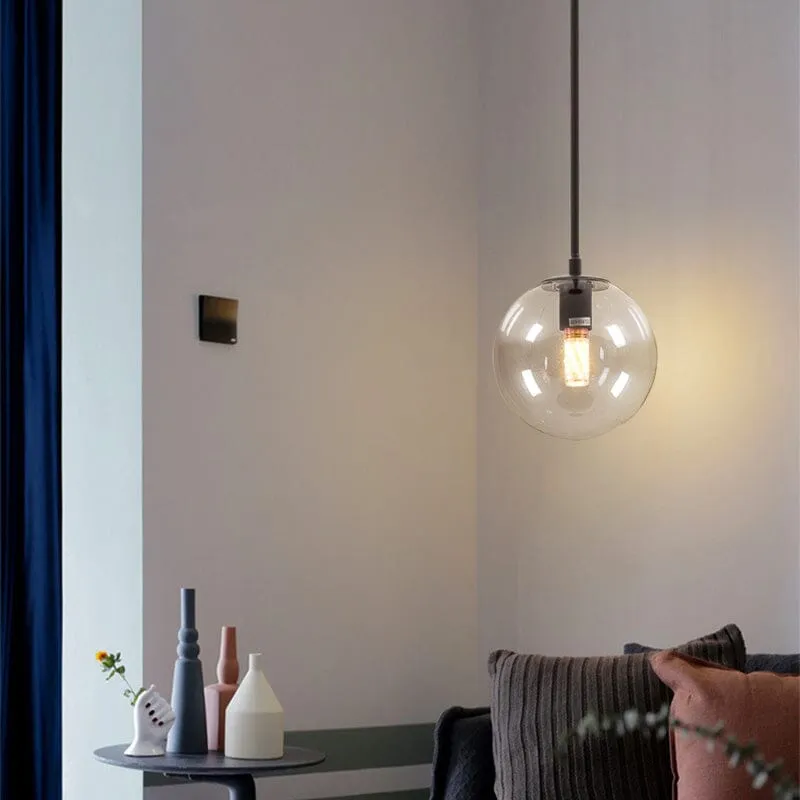 1-Light Pendant Light with Glass Lampshade