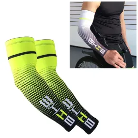 1 Pair Cool Men Cycling Running Bicycle UV Sun Protection Cuff Cover Protective Arm Sleeve Bike Sport Arm Warmers Sleeves, Size:L (Green)