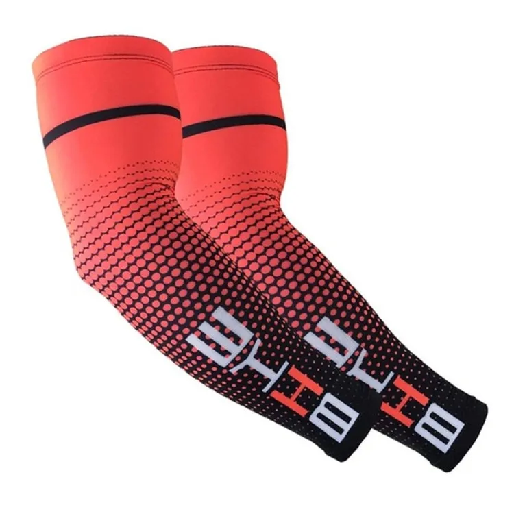 1 Pair Cool Men Cycling Running Bicycle UV Sun Protection Cuff Cover Protective Arm Sleeve Bike Sport Arm Warmers Sleeves, Size:L (Red)