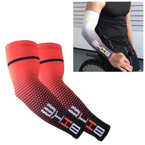 1 Pair Cool Men Cycling Running Bicycle UV Sun Protection Cuff Cover Protective Arm Sleeve Bike Sport Arm Warmers Sleeves, Size:XXL (Red)