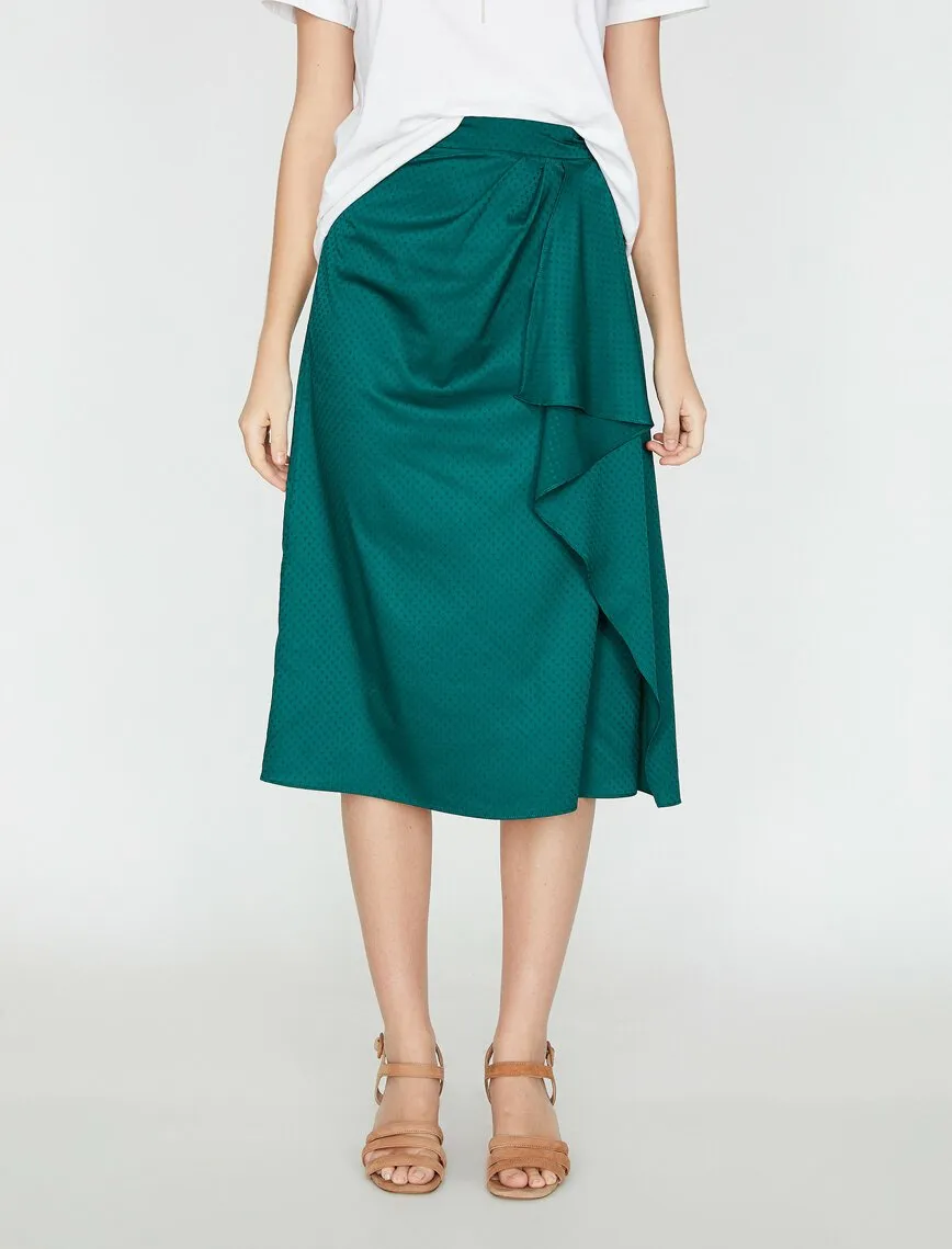 11822 Green Patterned Midi Skirt