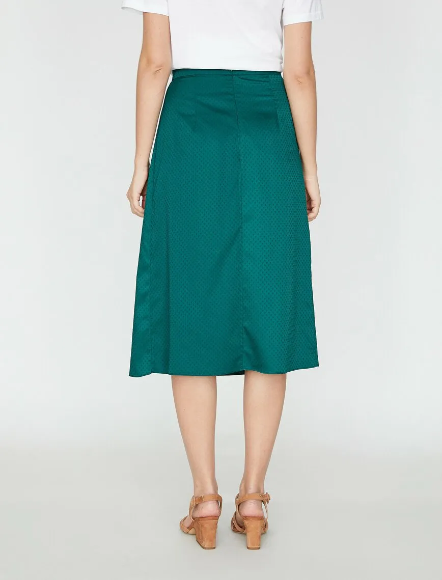 11822 Green Patterned Midi Skirt