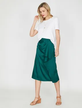 11822 Green Patterned Midi Skirt