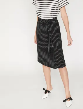 11995 Black Striped Midi Skirt