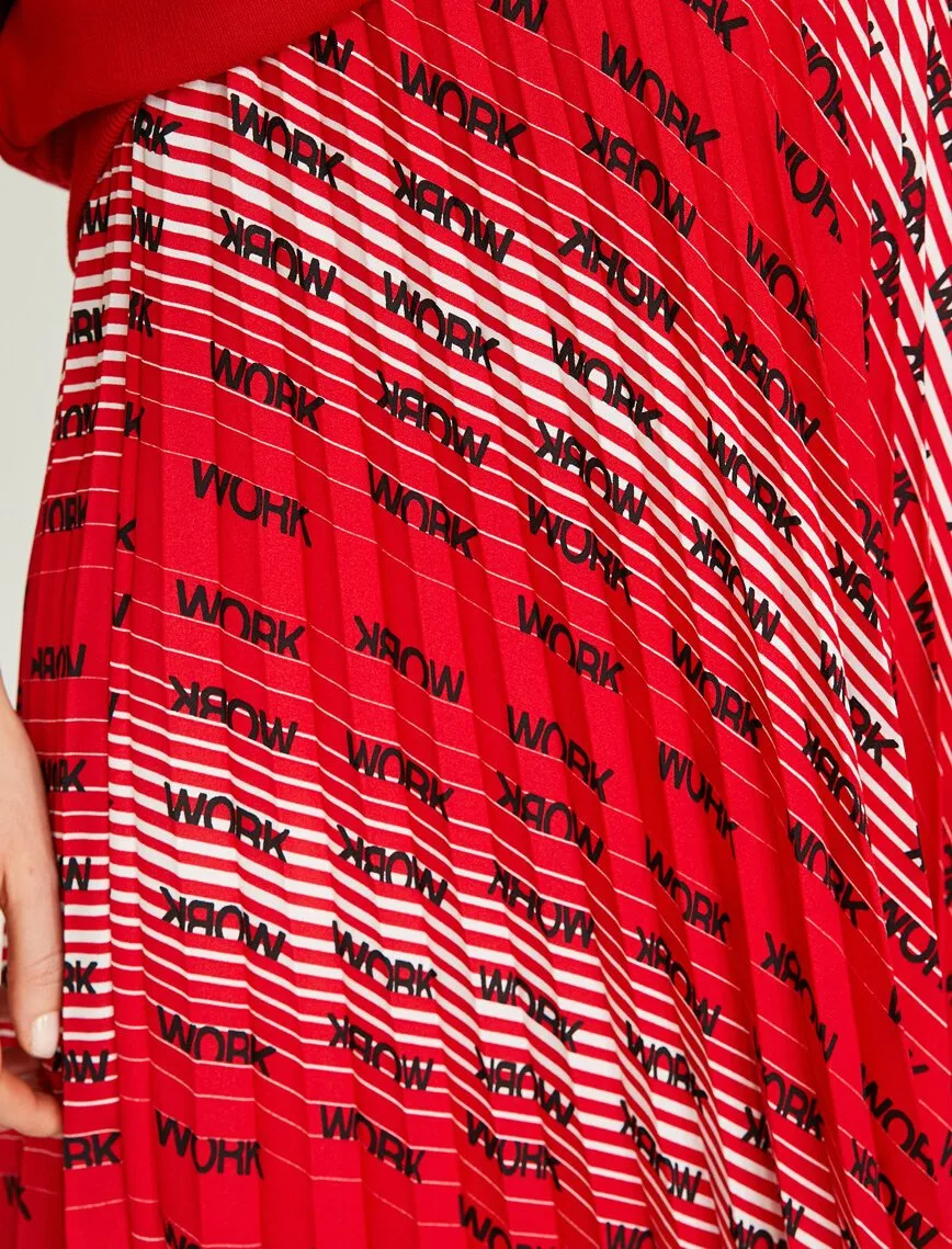 12005 Red Letter Printed Midi Skirt