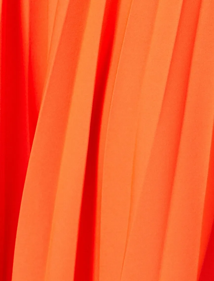 12101 Orange Frill Detailed Midi Skirt