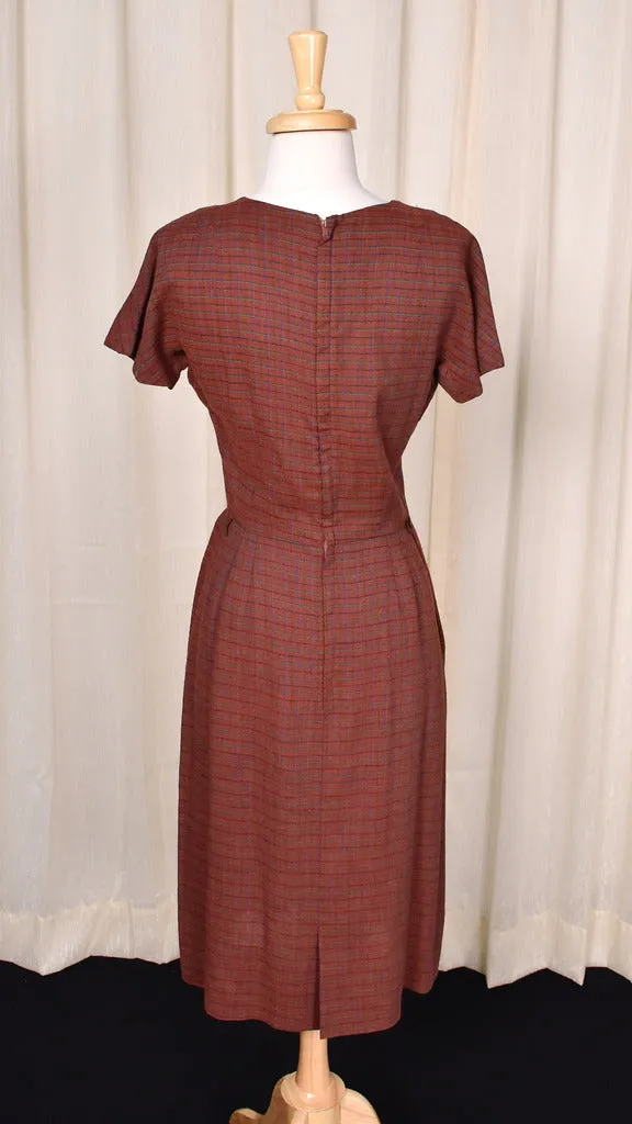 1950s Brown Check Dress Set