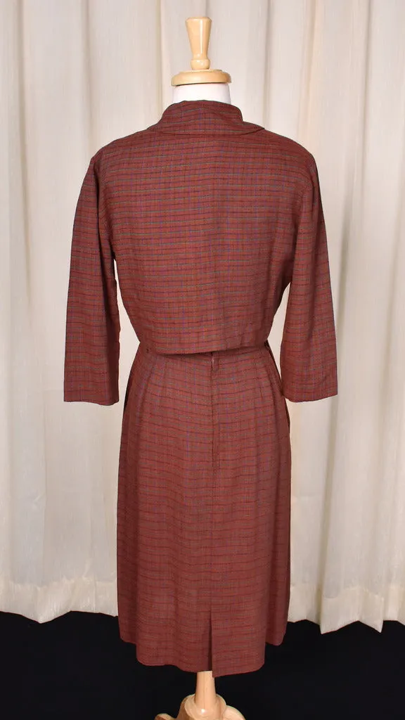 1950s Brown Check Dress Set