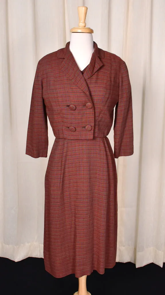 1950s Brown Check Dress Set