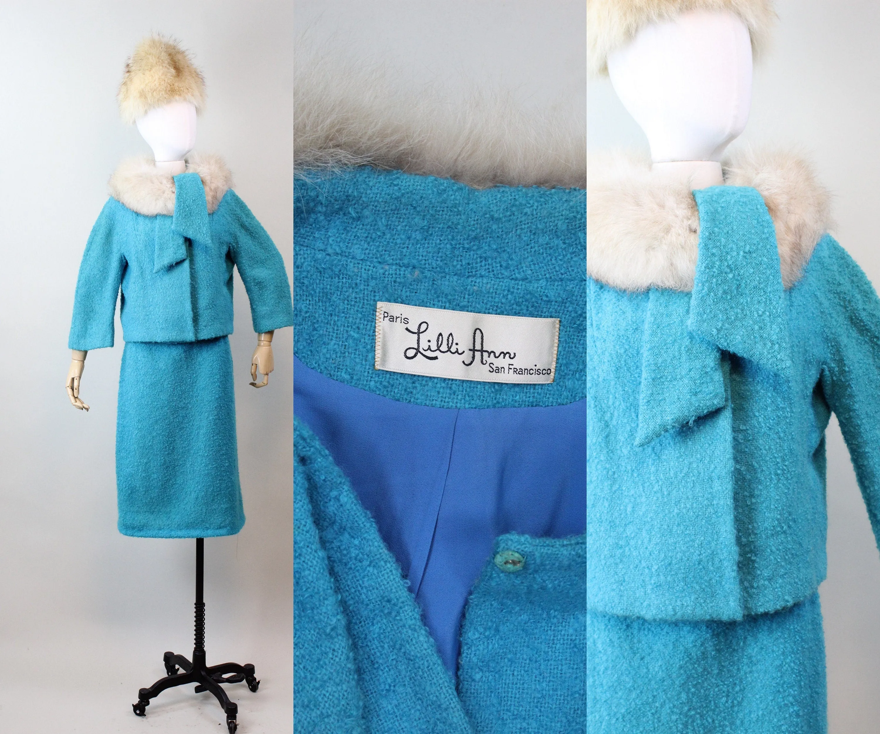 1960s 1963 LILLI ANN suit FUR collar medium | new winter