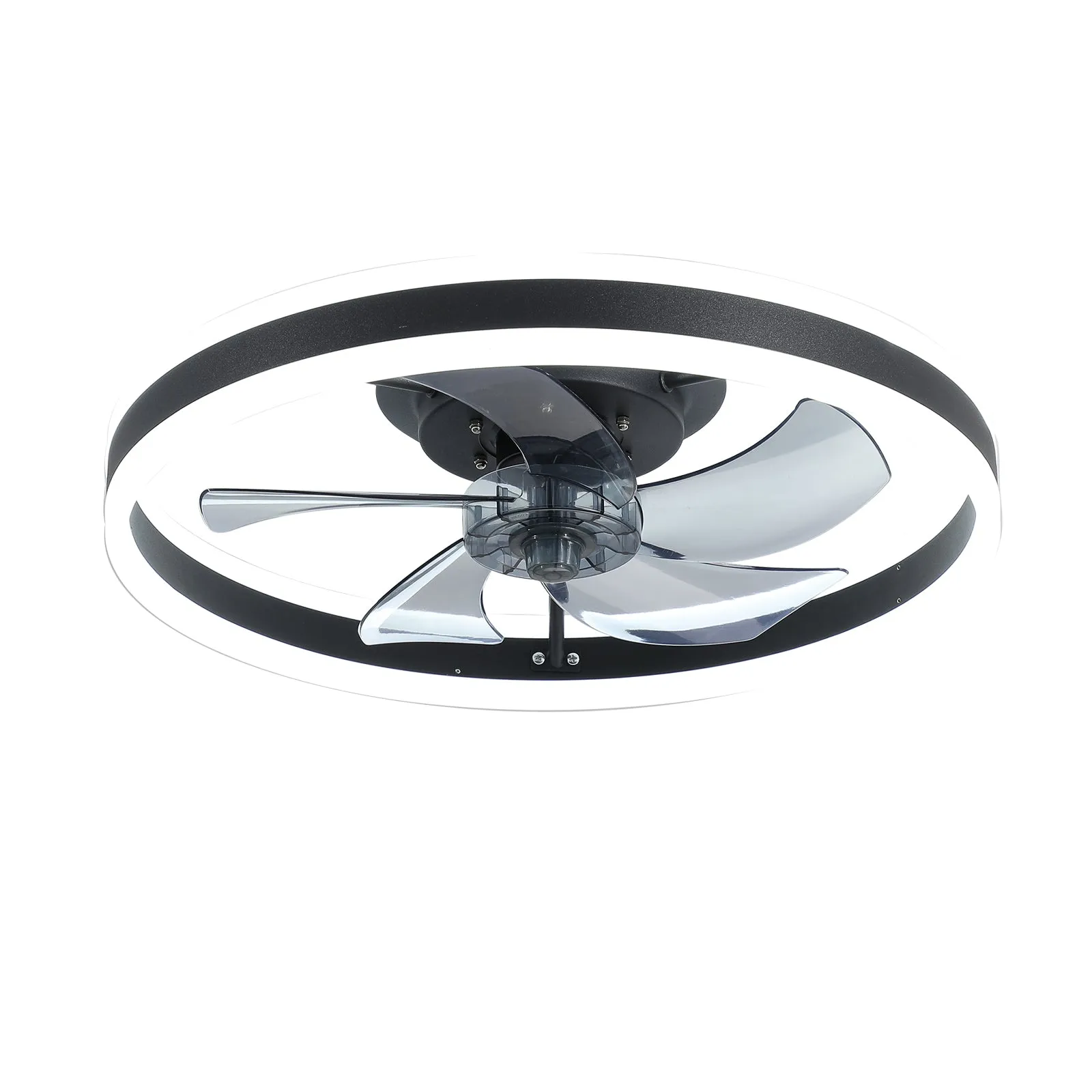 19.7" Simple LED Ceiling Light Black Modern Fan Light Dimmable