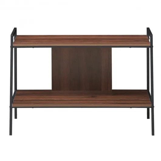 2-Tier TV Stand w/ Shelves & Metal Frame