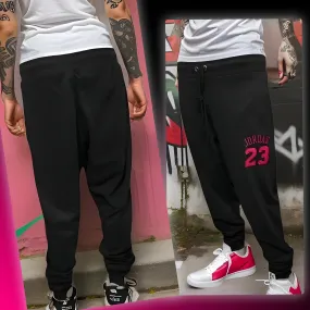 ^23^ (BLACK-HOT PINK) (REMIX) JOGGER SWEATPANTS (CUT & SEW) (UNISEX)