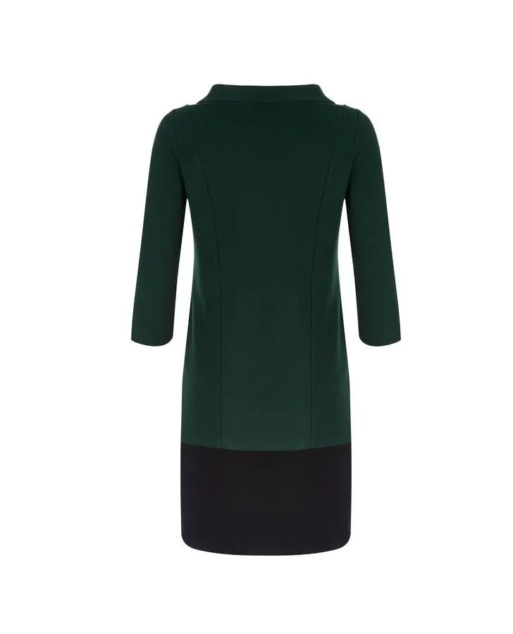 3/4 Sleeve Bardot Textured Colour Block Dress