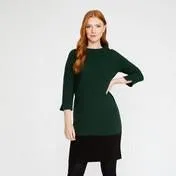 3/4 Sleeve Bardot Textured Colour Block Dress