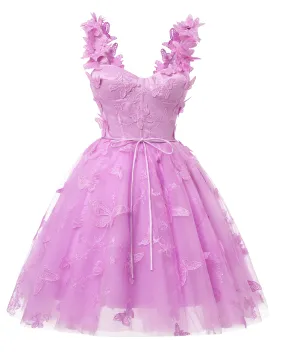 3D Butterfly Lace Applique Tulle Homecoming Dress for Teens Sweetheart Mini Short Prom Dresses