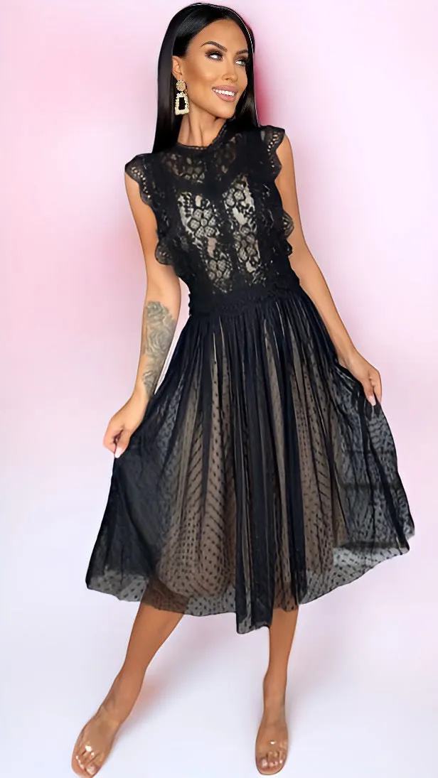 4-A1430 Casta Black/Nude Flare Dress