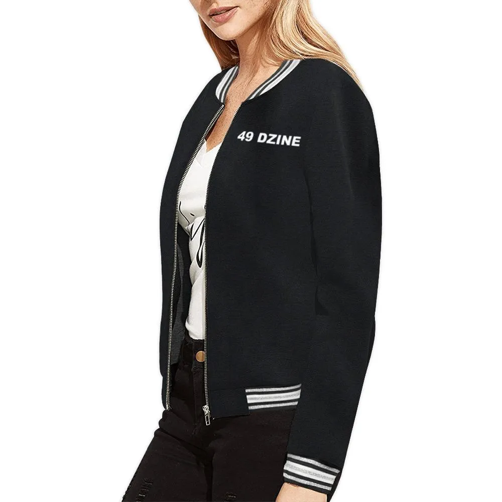 49 Dzine Logo Print Bomber Jacket for Women