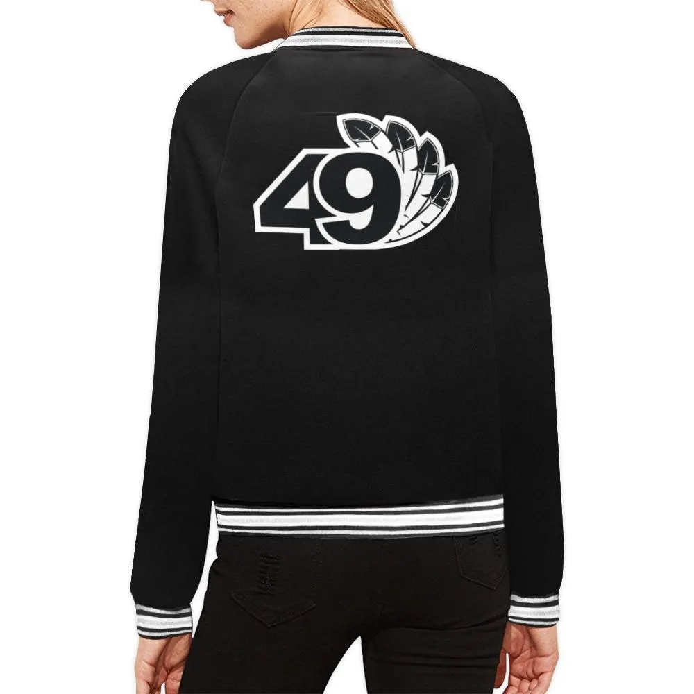 49 Dzine Logo Print Bomber Jacket for Women