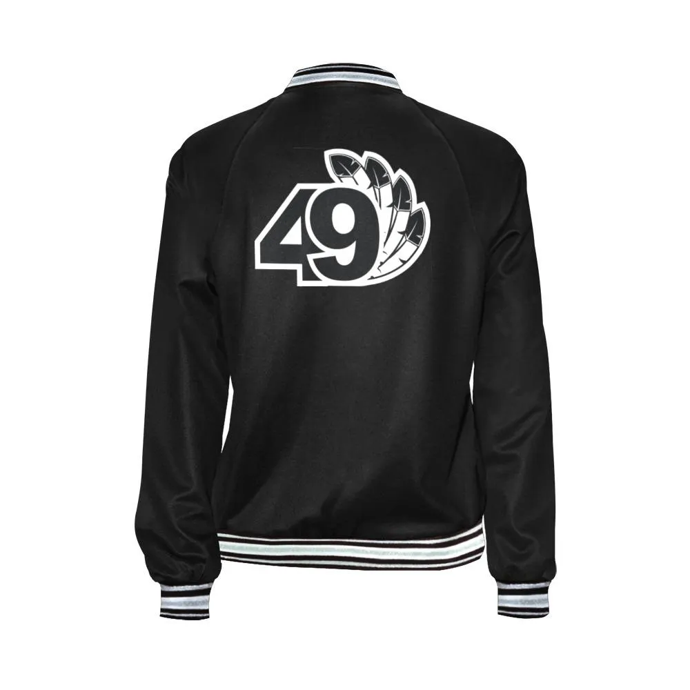 49 Dzine Logo Print Bomber Jacket for Women