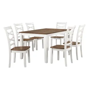 7-Piece Cherry & White Dinette Set with 6 Chairs