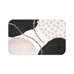 Abstract Bath, Kitchen Mat, Rug | Black White Ivory