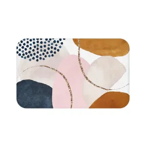 Abstract Bath, Kitchen Mat, Rug | Blush Pink, Beige Ivory, Navy Blue