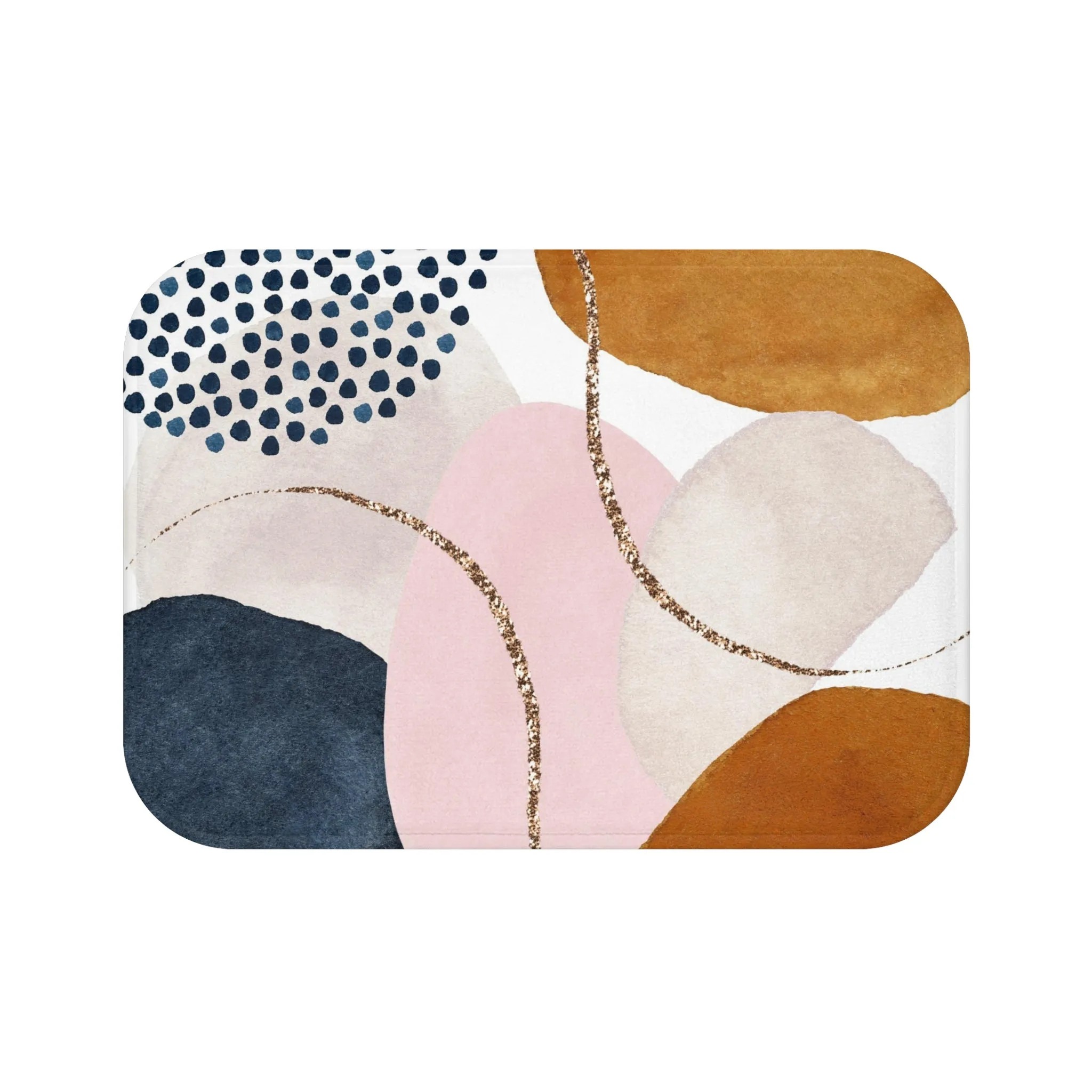 Abstract Bath, Kitchen Mat, Rug | Blush Pink, Beige Ivory, Navy Blue