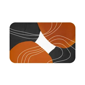 Abstract Bath, Kitchen Mat, Rug | Burnt Orange, Black White