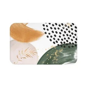 Abstract Bath, Kitchen Mat, Rug | Burnt Orange, Blush Beige Green, Black