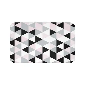 Abstract Bath, Kitchen Mat, Rug | Gray Black White Pink Geometric