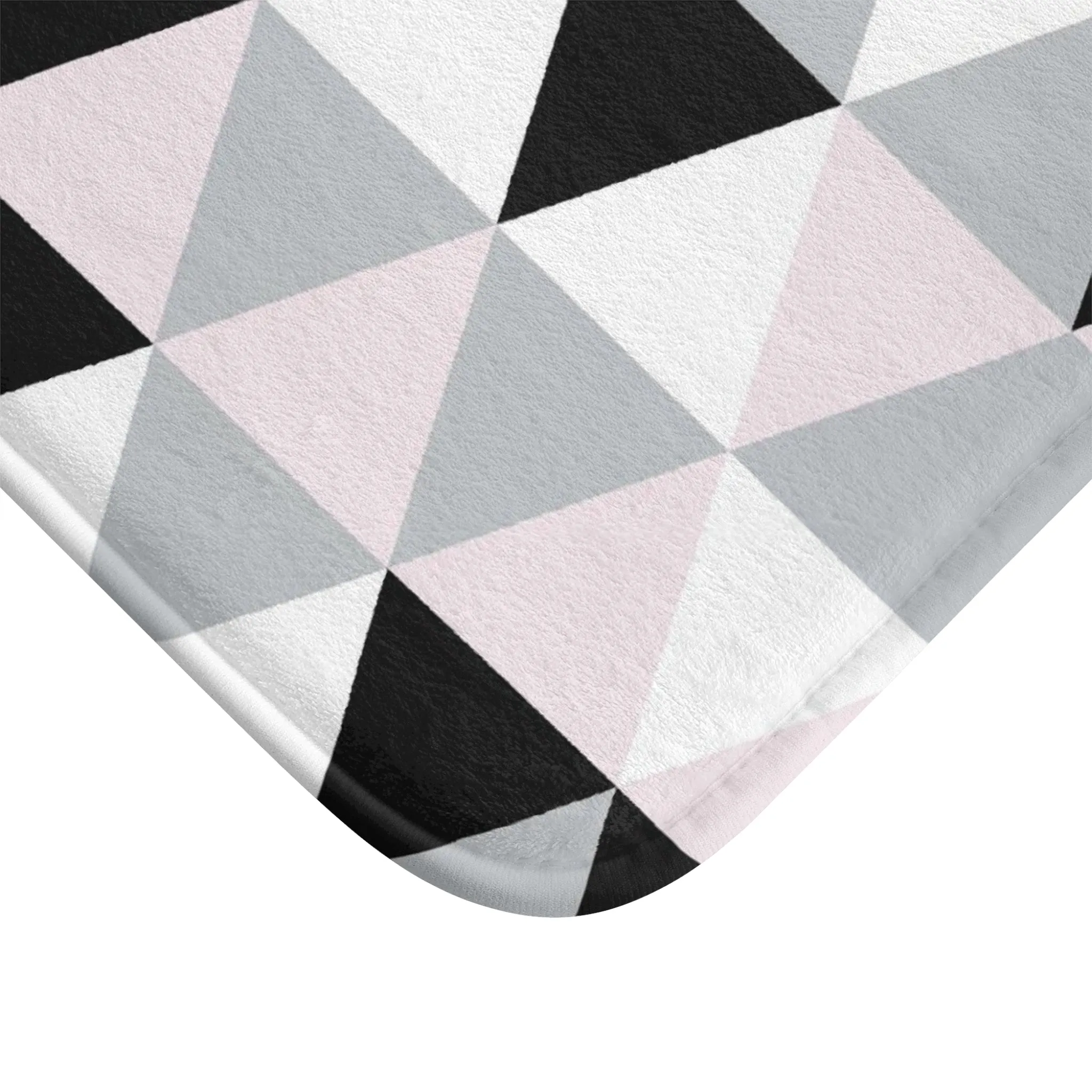 Abstract Bath, Kitchen Mat, Rug | Gray Black White Pink Geometric