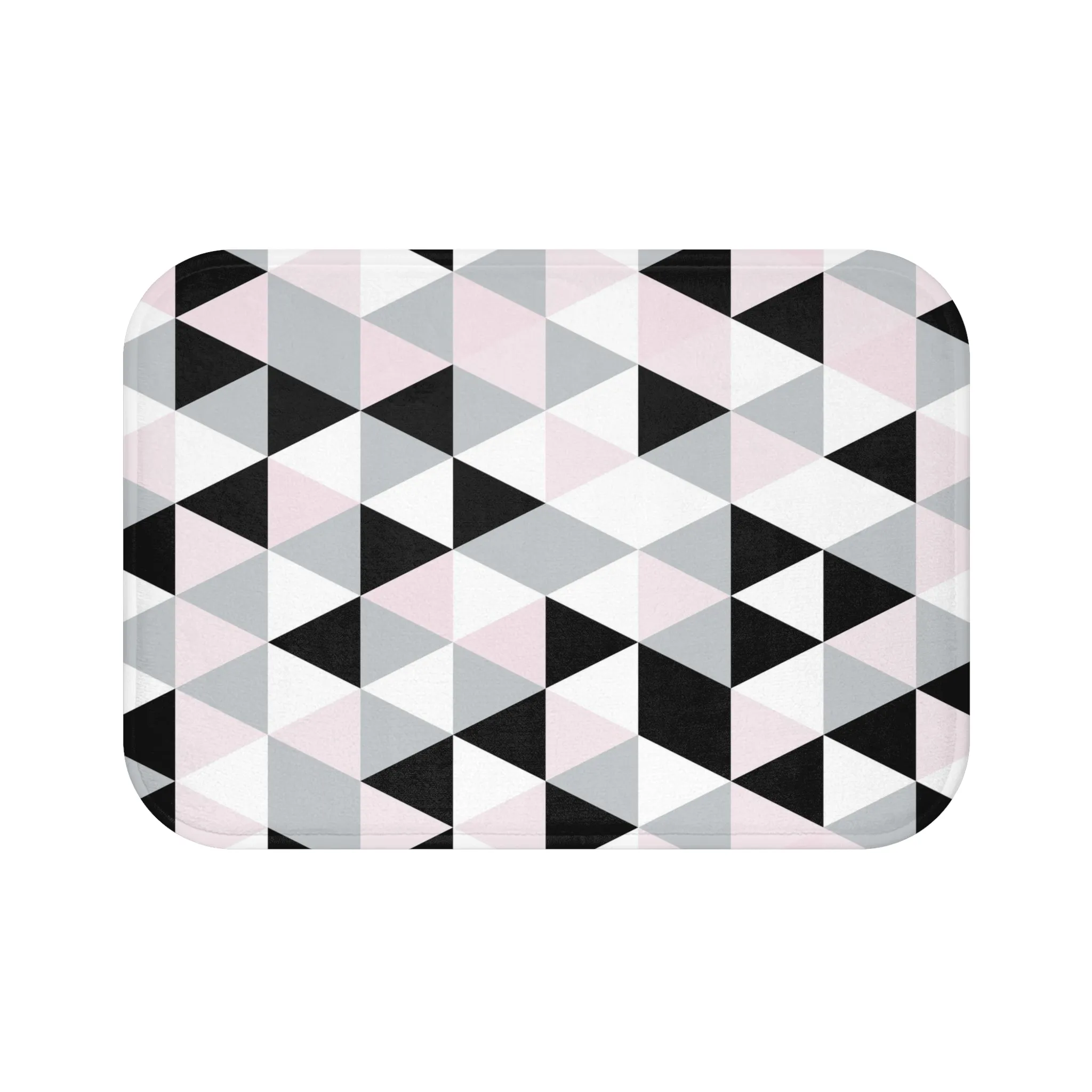 Abstract Bath, Kitchen Mat, Rug | Gray Black White Pink Geometric