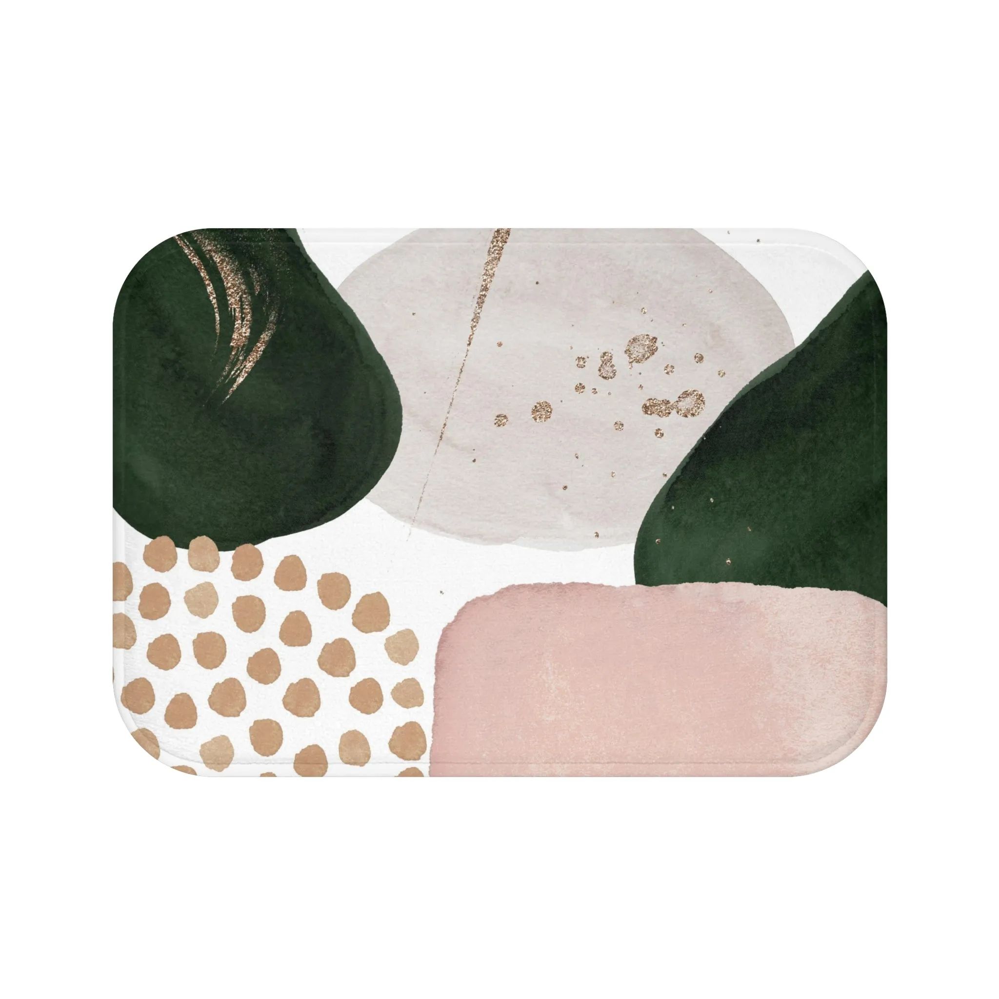 Abstract Bath, Kitchen Mat, Rug | Green Ivory, Blush Pink Beige