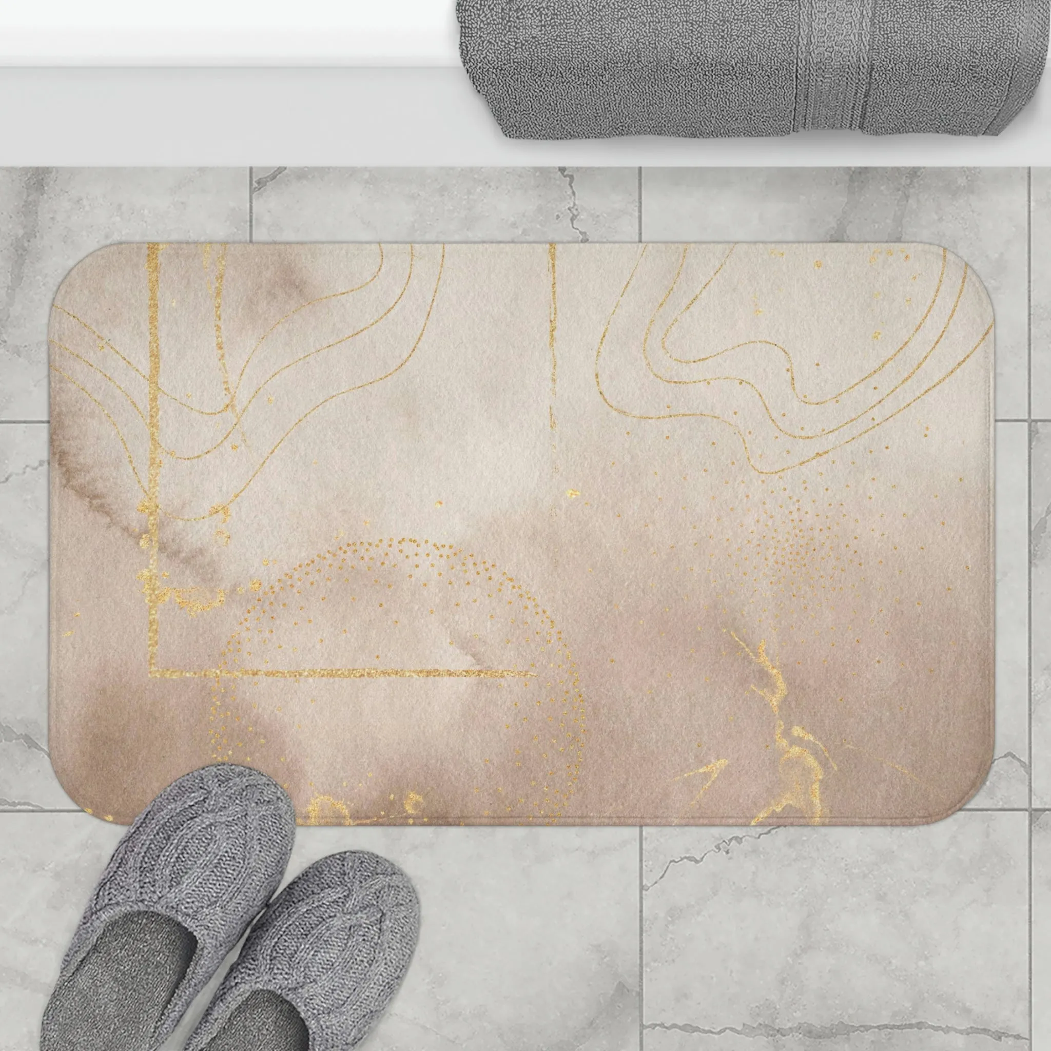 Abstract Bath Mat | Beige Ombre