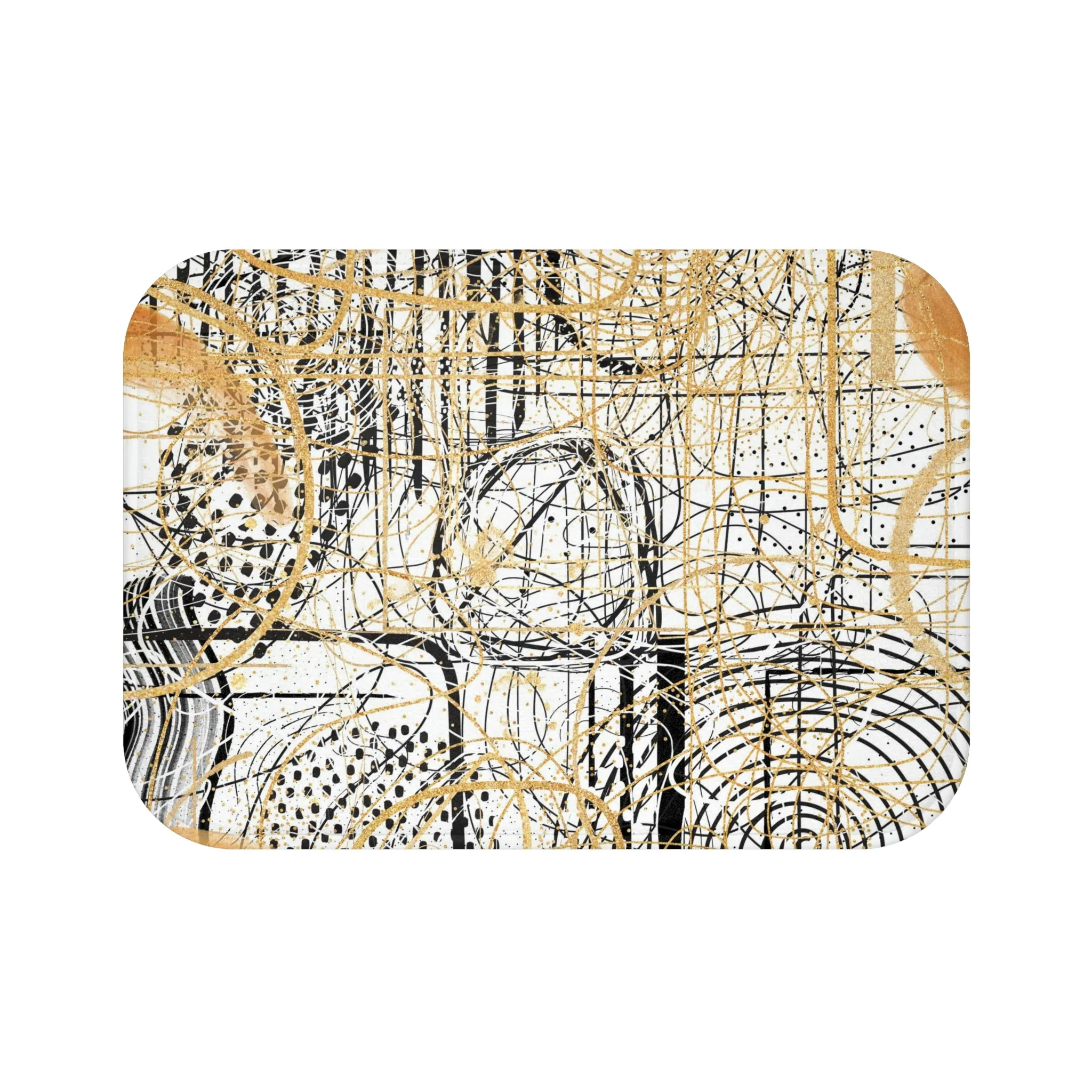 Abstract Bath Mat | Black White Lines