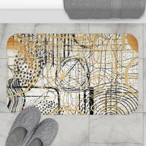 Abstract Bath Mat | Black White Lines