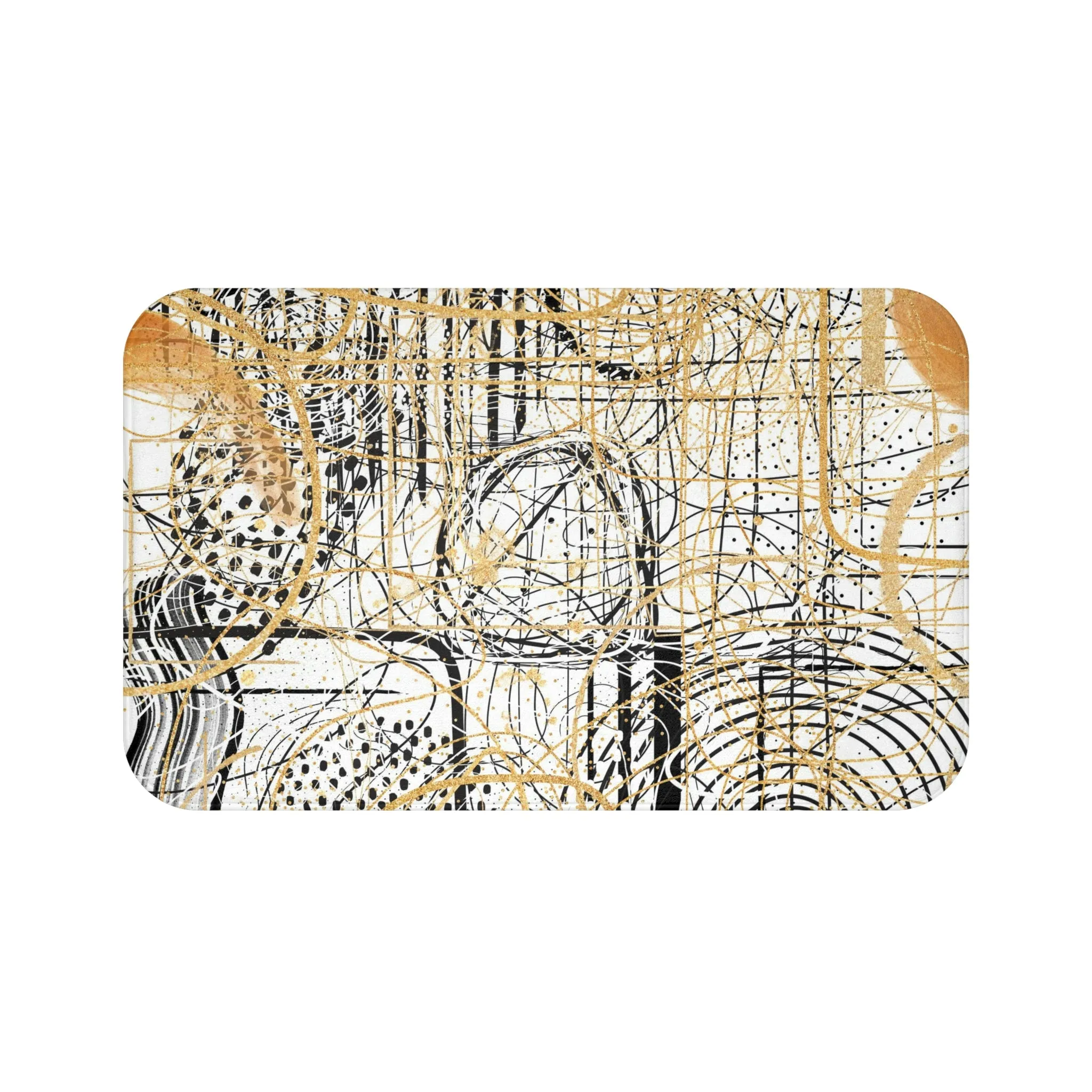 Abstract Bath Mat | Black White Lines