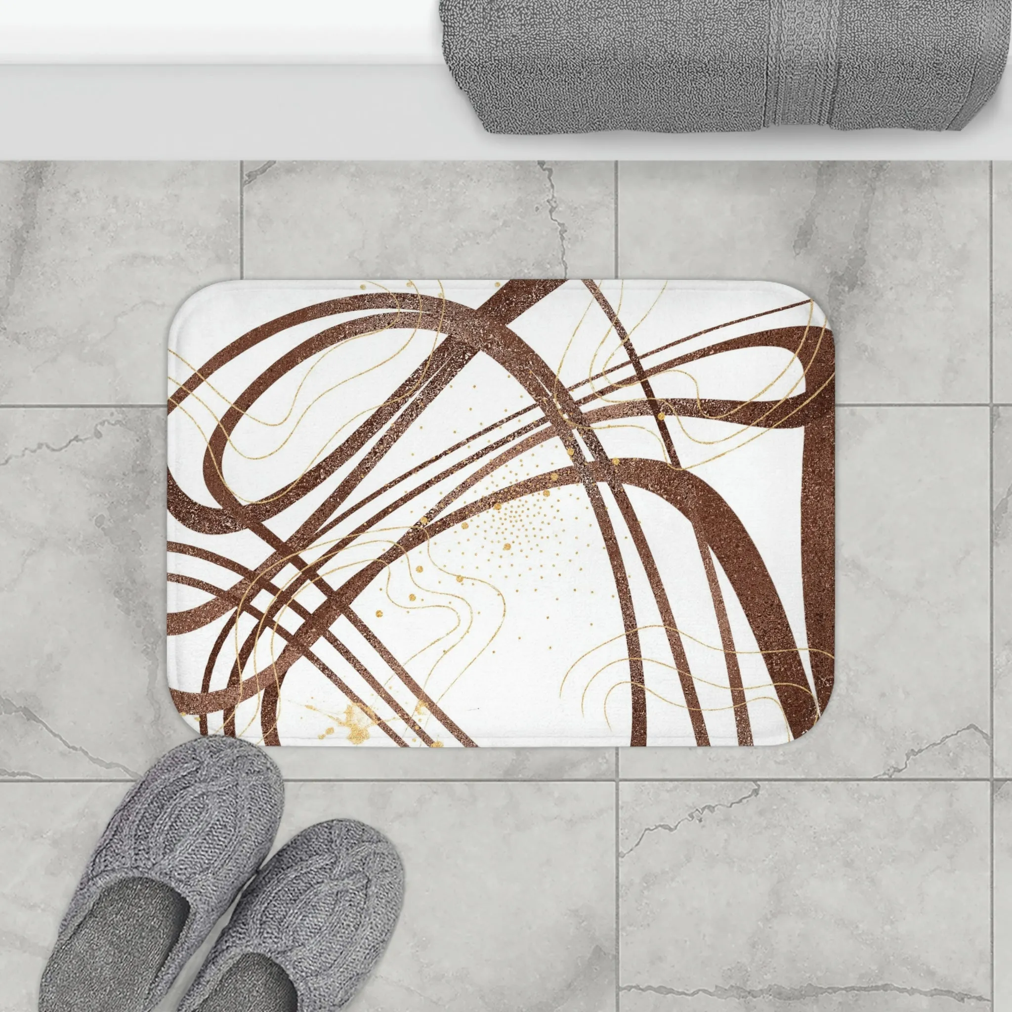 Abstract Bath Mat | Brown White