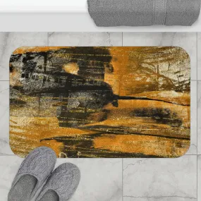 Abstract Bath Mat | Rustic Black Orange