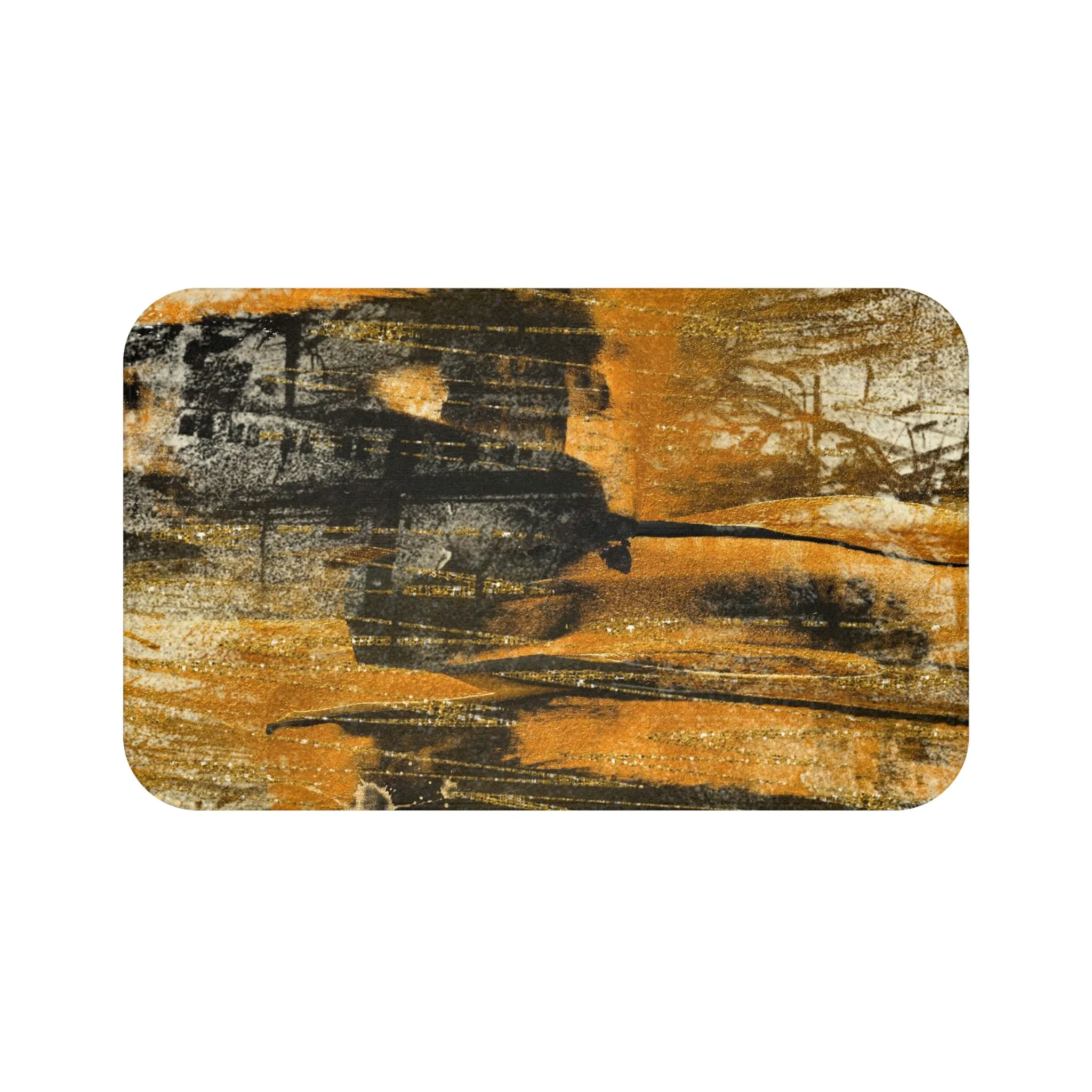 Abstract Bath Mat | Rustic Black Orange