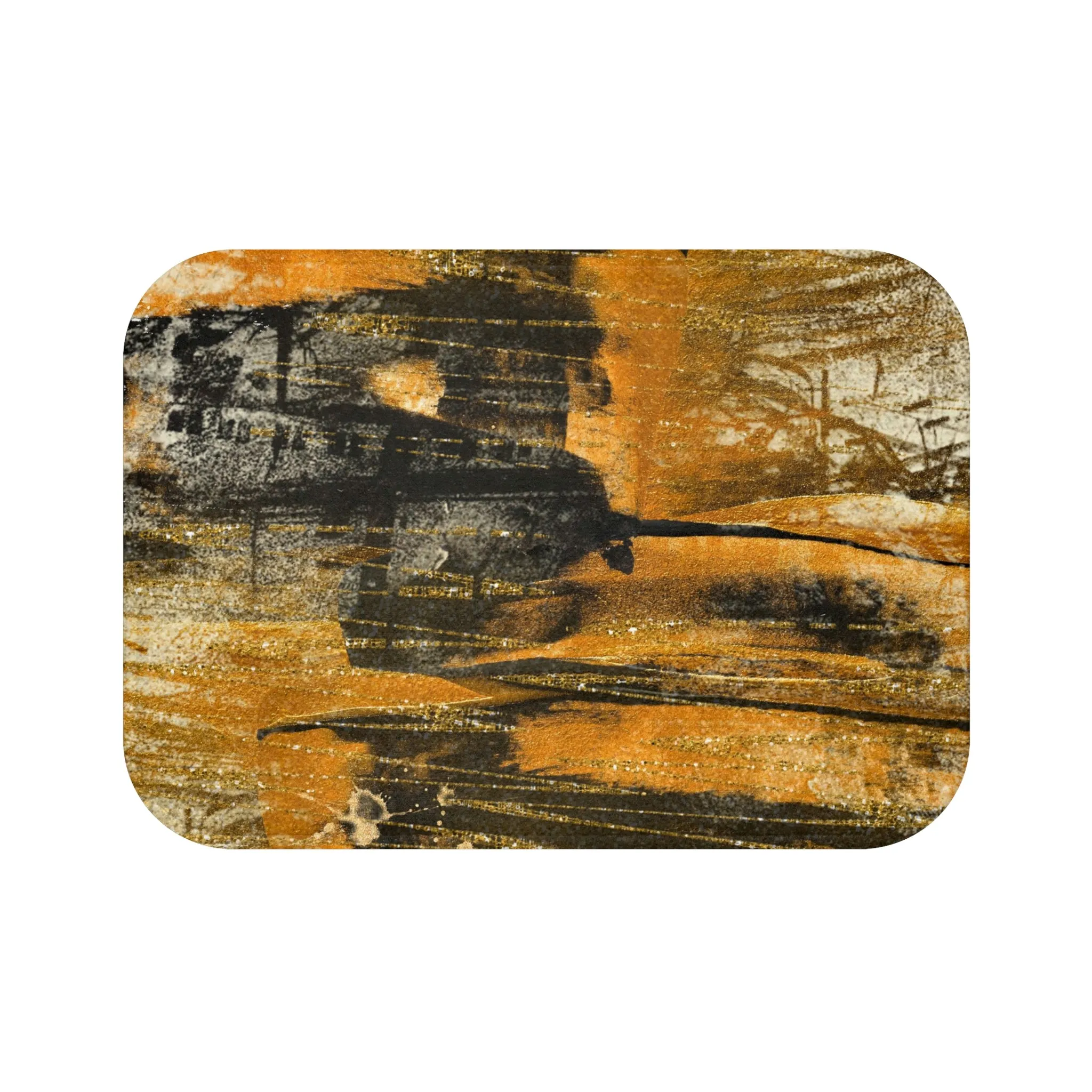 Abstract Bath Mat | Rustic Black Orange