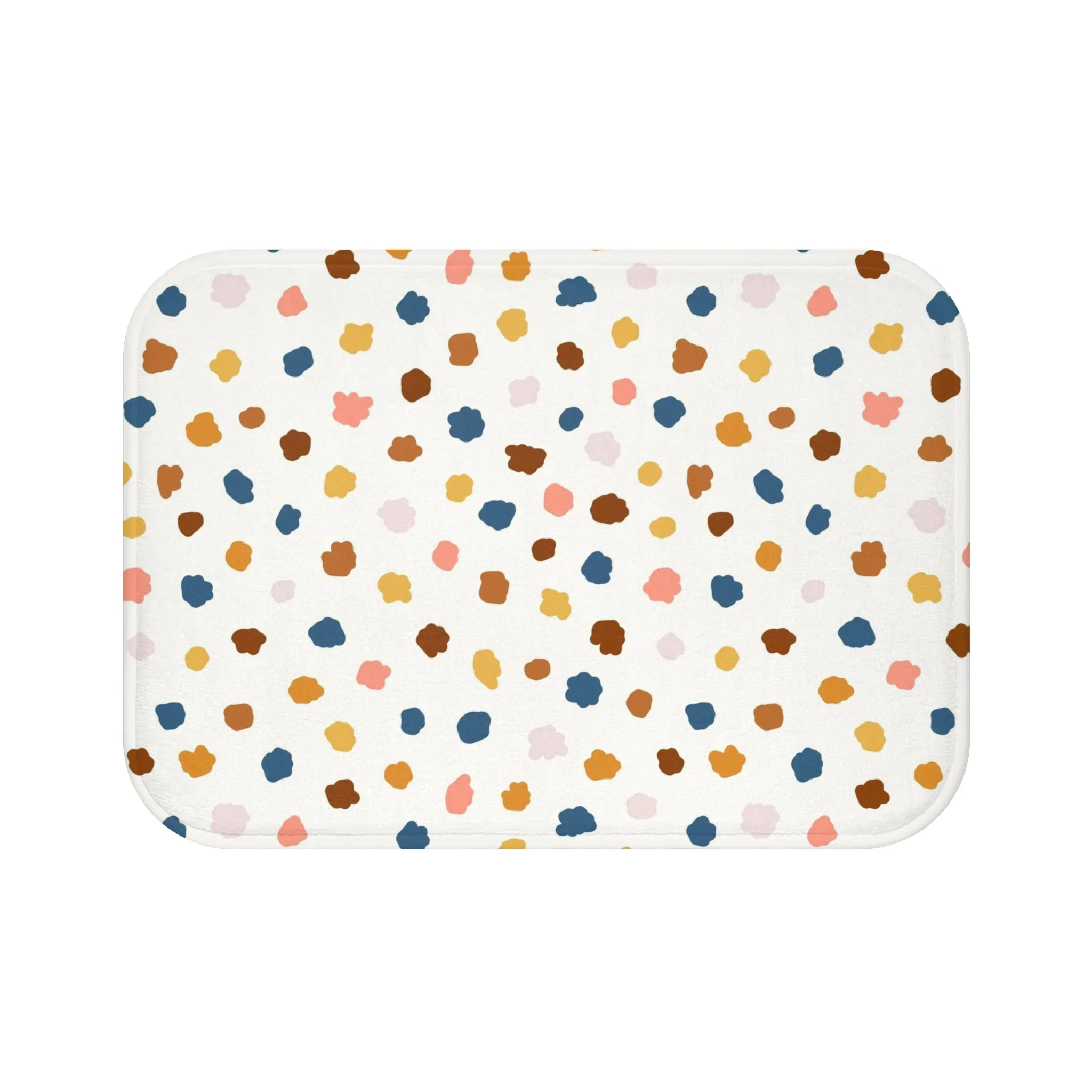 Abstract Boho Bath, Kitchen Mat, Rug | Colorful Blue Rust Yellow Pink