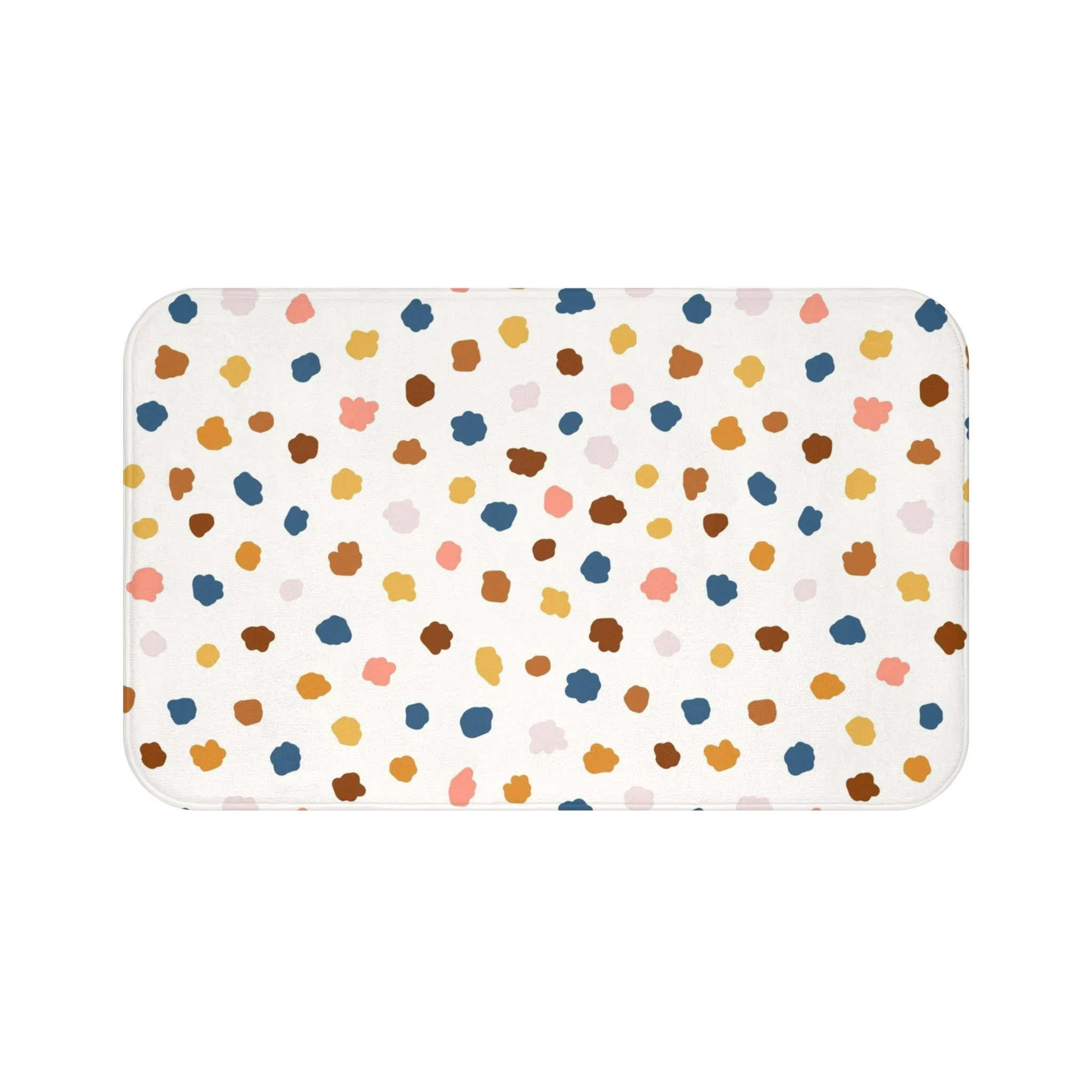 Abstract Boho Bath, Kitchen Mat, Rug | Colorful Blue Rust Yellow Pink