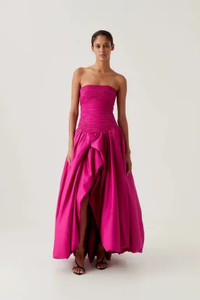 Aje Violette Bubble Hem Maxi Dress - Deep Magenta