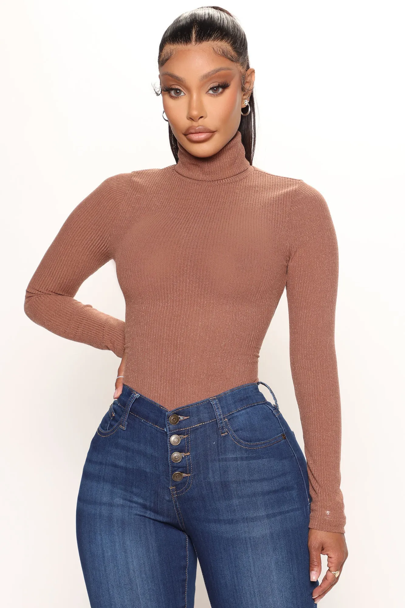 Alanna Turtleneck Bodysuit - Mocha