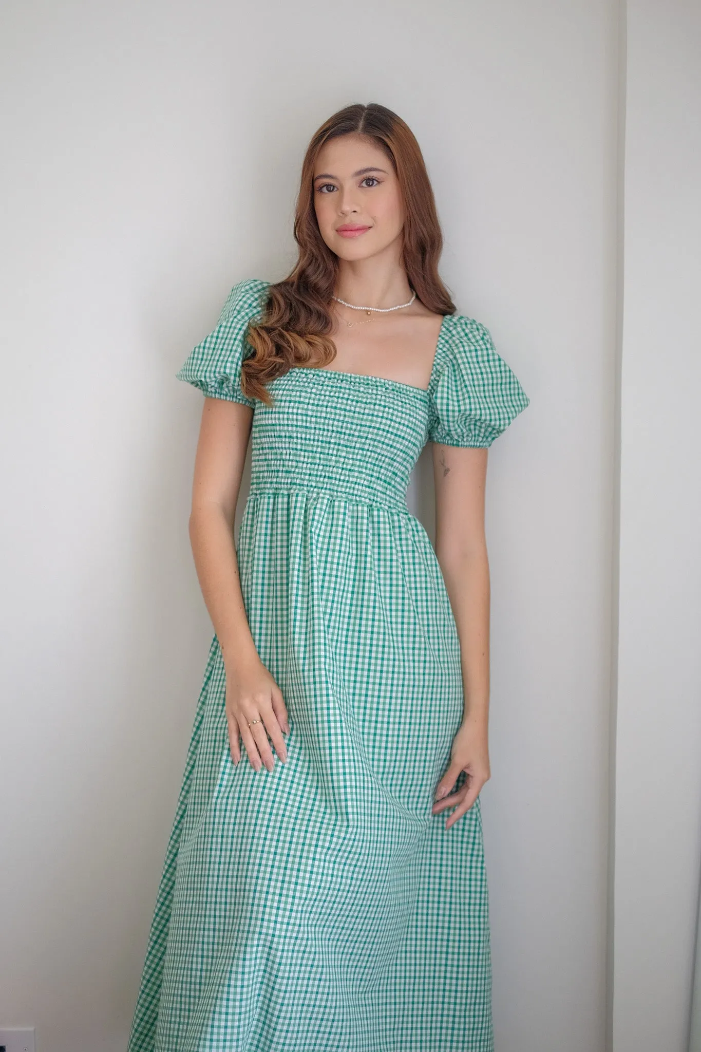 Alison Maxi Dress - gingham green