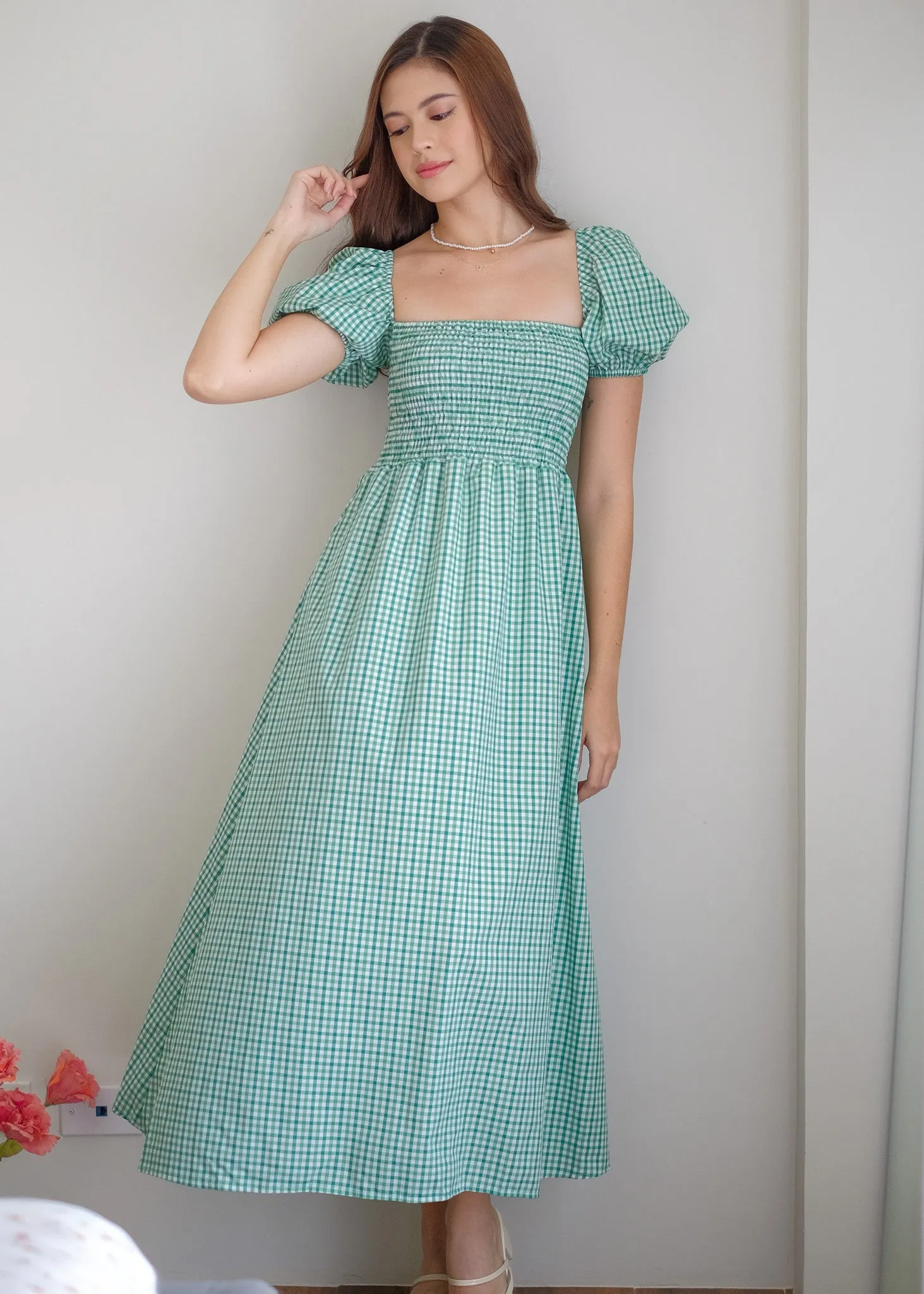 Alison Maxi Dress - gingham green