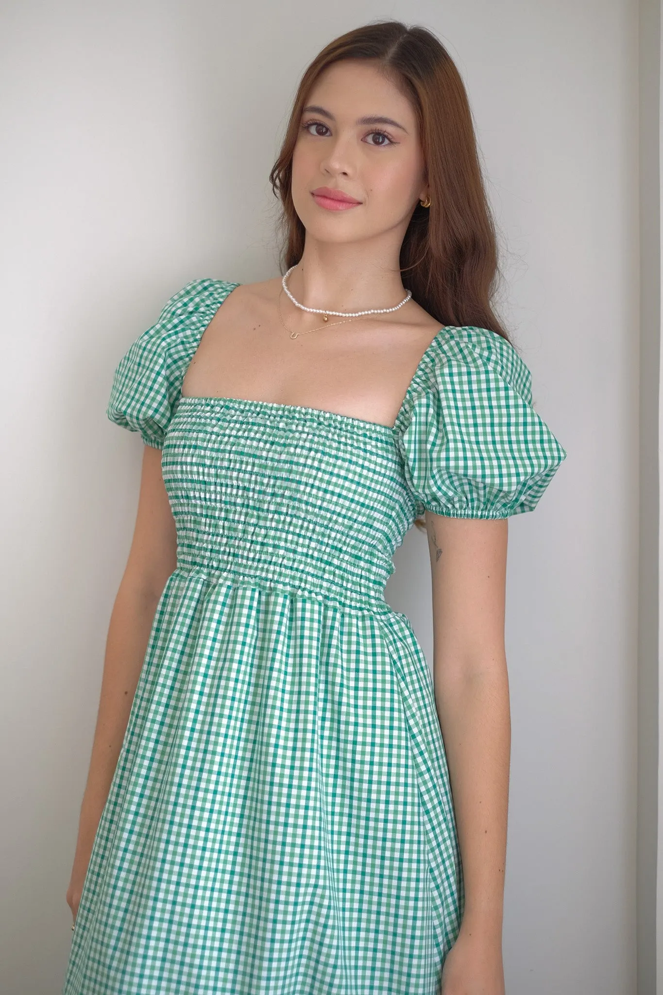 Alison Maxi Dress - gingham green