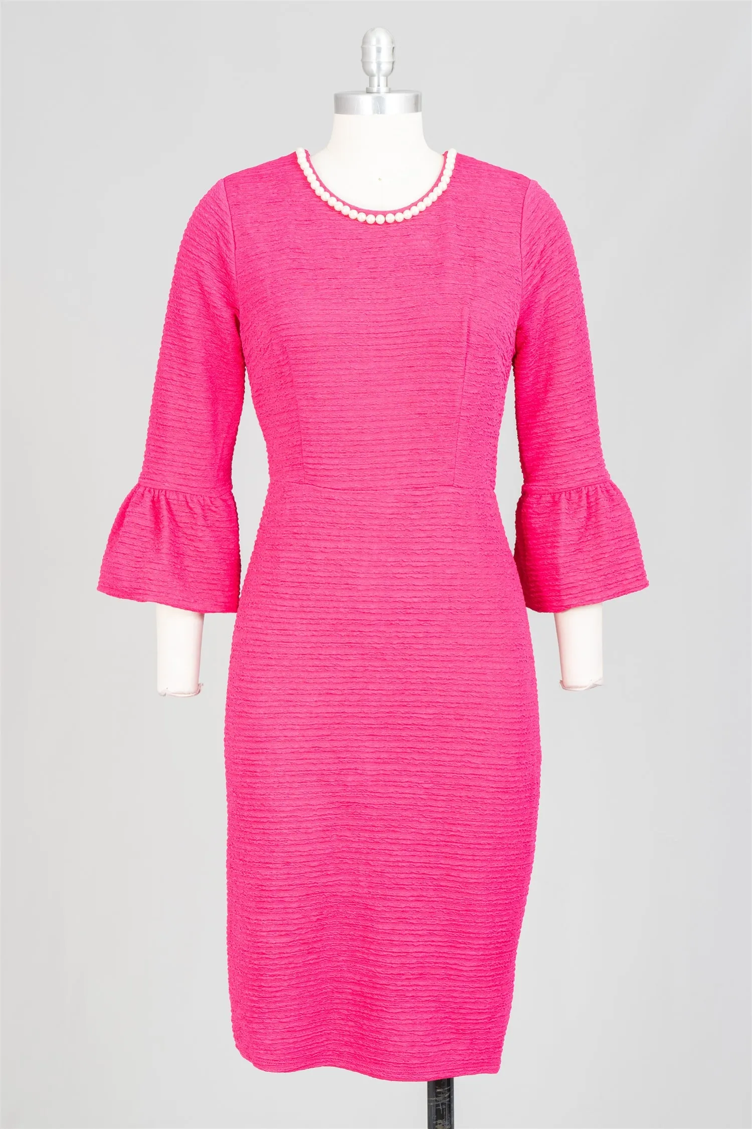 Allen Kay M785810 Pearl Collar Knit Dress